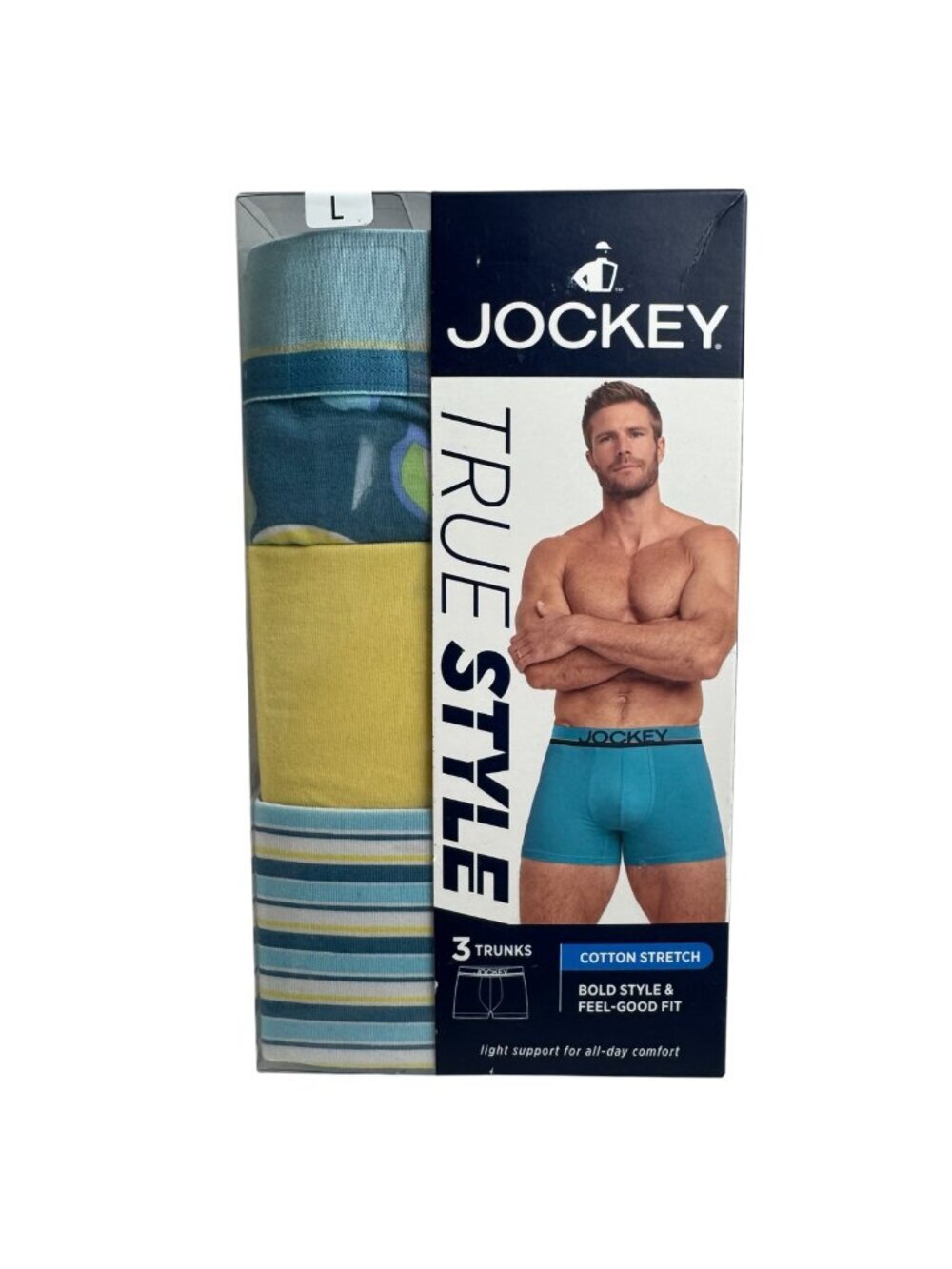 Jockey NEW True Style 3 Pack Trunks Large Colorful Breathable Cotton Bold Fun